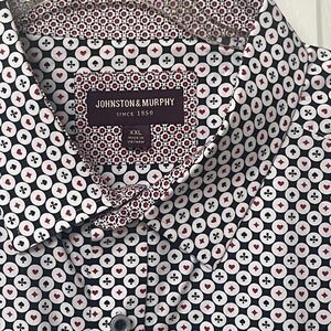 Johnston & Murphy Men's XXL Button Shirt Bundle of 2, Paisley & Poker Print